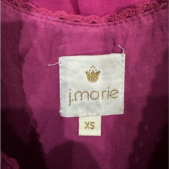 NWT J Marie magenta embroidered dress with ruffle sleeves - Picture 5 of 6